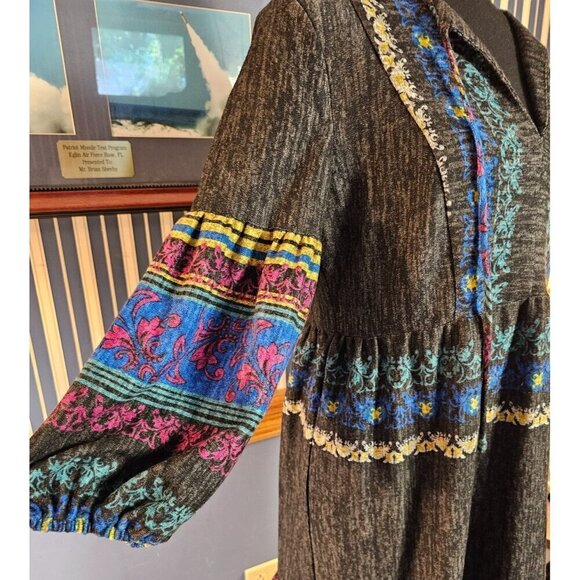 Bohemian Violet Weekend Dress Loose Fit Unique Babydoll Design Size 8 - Picture 2 of 6